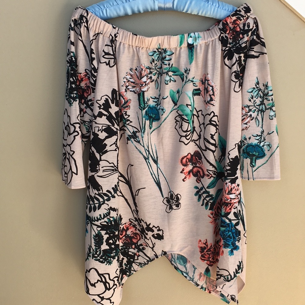 Off the shoulder floral shirt